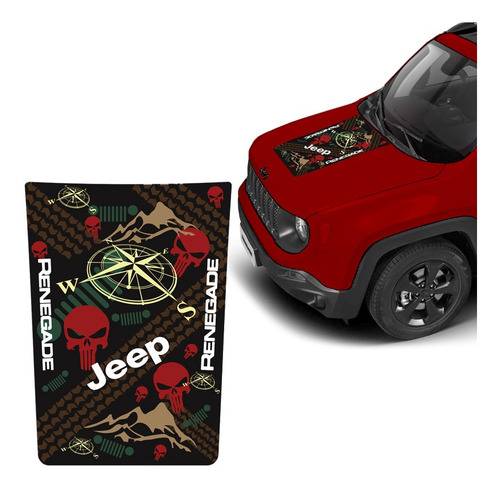 Adesivo Capô Jeep Renegade 2016/2022 Aplique Personalizado Cor Vermelho