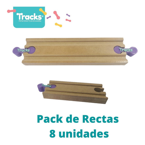 Imagen 1 de 7 de Vías Tren Madera Rectas 8 Unid. Tracks Compatible Trencity
