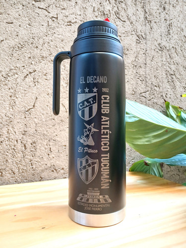 Termo M. Manija 1lt Acero Inox. D.capa Club Atlético Tucumán Negro
