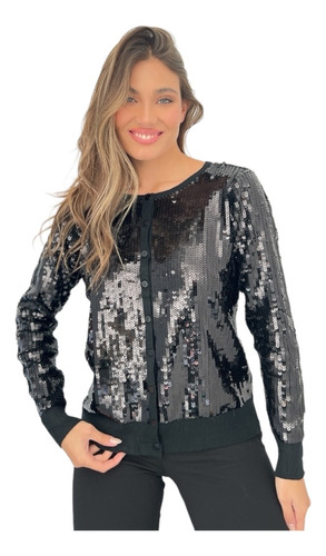 Buzo Lentejuelas Importado Sweater Bordado Brillos Noche