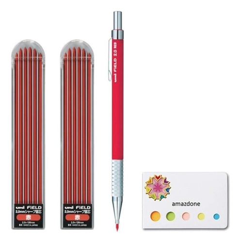 Lapiz Mecanico 2.0 Mm Uni Con Minas Rojas De Repuesto