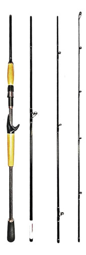 Caña Baitcast Tech Tackle Quattro 7' 10-20 Lb Grafito 4tr Color Negro