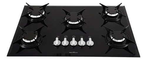 Cooktop Britânia BCT5P 5 Bocas a Gás Preto de Embutir Bivolt