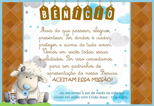 Imagem 2 de 3 de 30 Convites Padrinhos De Batismo Menino