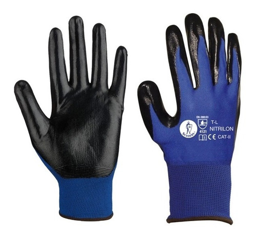 Guantes Nitrilon Azul - Talla Standar - Trabajos Mecanicos