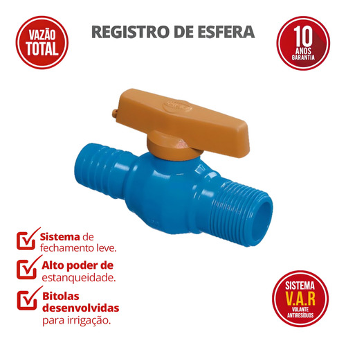 Registro Esfera Inicio De Linha 25mm X 3/4 Azul Durín