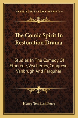 Libro The Comic Spirit In Restoration Drama: Studies In T...