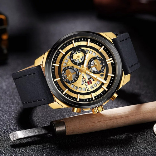 Relógio Masculino Naviforce Cronógrafo Pulseira Couro
