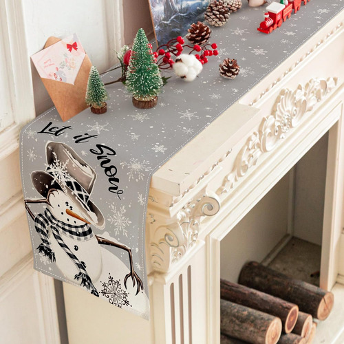 Anydesign Camino De Mesa De Navidad Con Diseño De Muñeco De