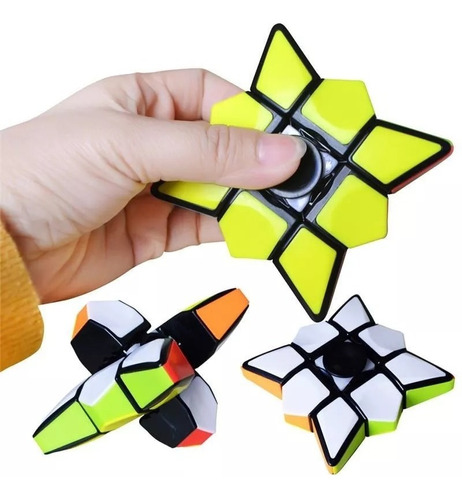 Spinner Cubo Magico Forma Estrella 3 X 3 Magic Cube 2 En 1