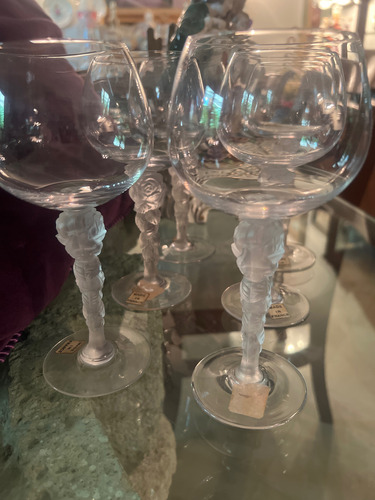 Copas Usadas Agua, Lalique 18 Cm Alto X 6.5 Cm Diám (Usado)