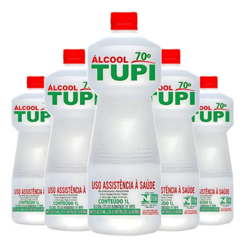 Álcool Tupi 99% Das Bactérias Kit Com 7 Litros Limpeza Fragrância Neutra