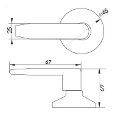 Imagen 2 de 2 de Cerradura Manilla Negra Tubular Baño