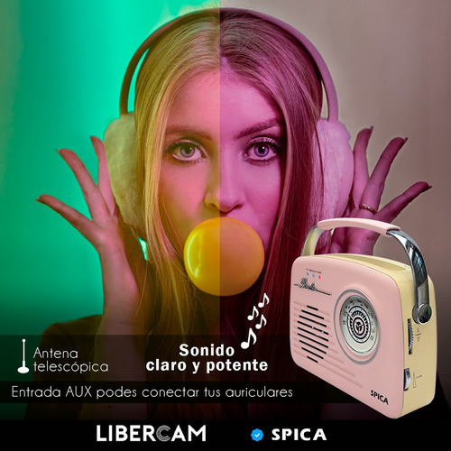 Radio Vintage Parlante Bluetooth Portatil Spica Sp120 Am/fm