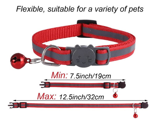 Imagen 5 de 5 de Collar Para Gatos De Nylon Con Campana, Reflectivos.