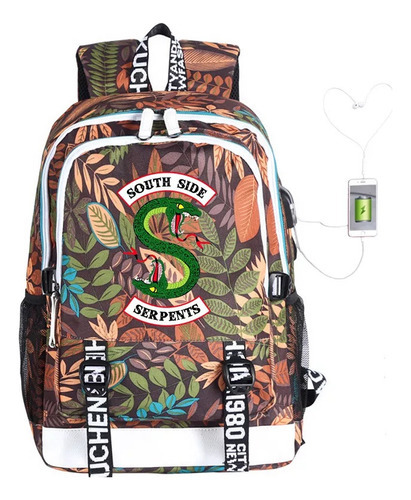 Mochila De Tres Puntos Riverdale Valley Town Usb Snake River Color Marrón