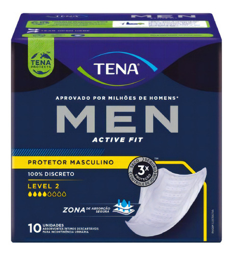 Absorventes femininos Tena Men Active fit Level 2 10 u