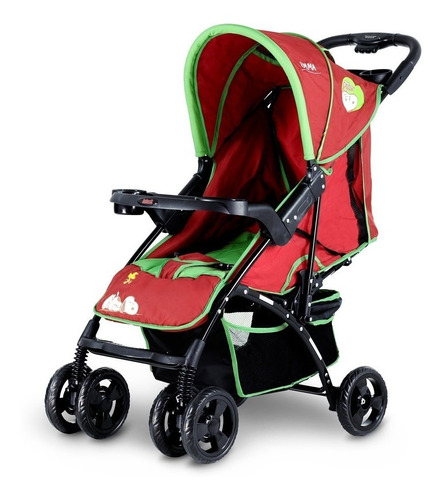 Coche De Paseo Bebes Niño Rojo/verde Bebesit 1305 Reclinable Color del chasis Negro