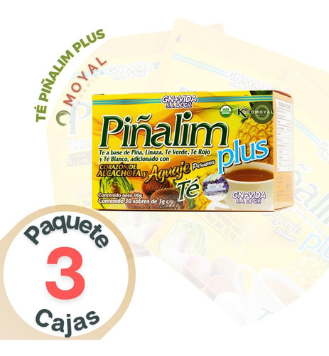 Té Piñalim Plus Aguaje Peruano 30 Sobres Gn+v 3 Cajas