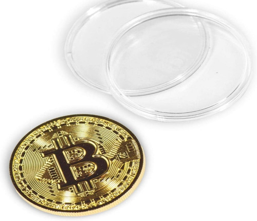 Moneda Llavero Con Capsula Bitcoin Colección  De Color Oro