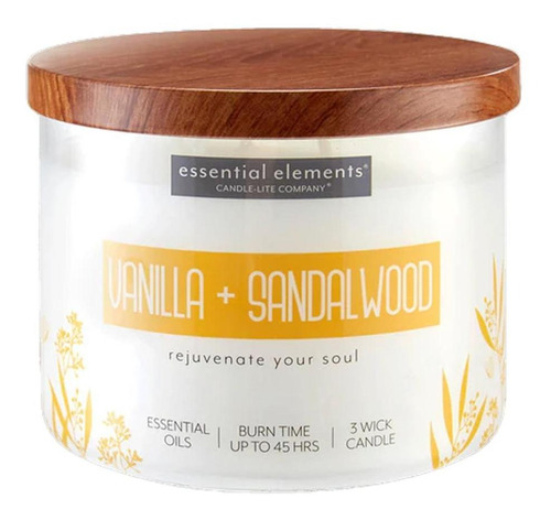 Vela 14.75 Oz Essential Elements Vanilla & Sandalwood Candle