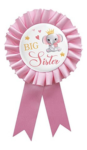 Kits De Cotillon Pink Big Sister Pin, Baby Shower Button Pin