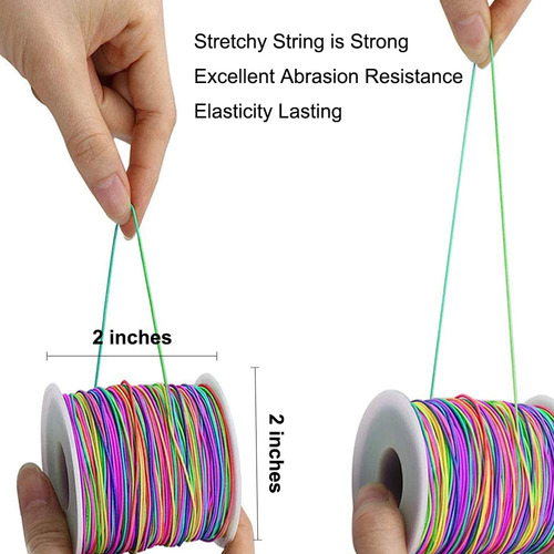 Cuerda De Pulsera Elastica 1mm Arco Iris Resistente 50m
