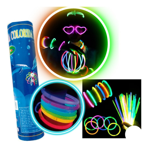Kit 100 Pulseira Neon Alto Brilho Fluorescente Festa Balada