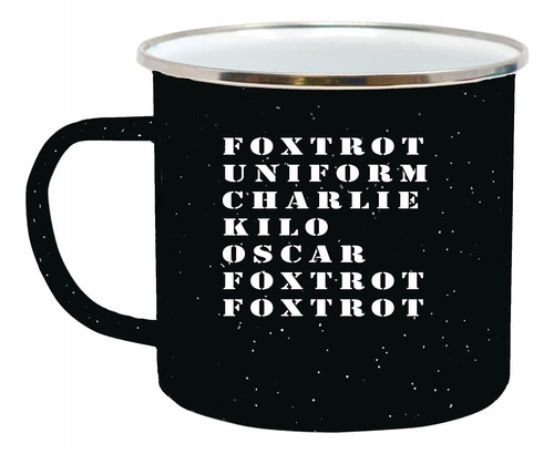 Taza Esmaltada Foxtrot Off Camp, Taza De Cafe Para Acampar,