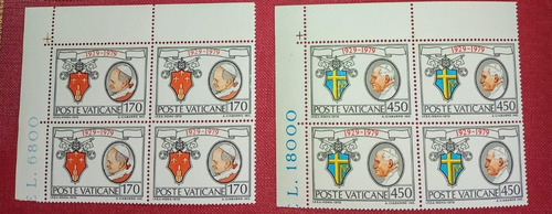 Serie De 7 Cuadros De 4 Sellos -50 Años Del Vaticano 1979