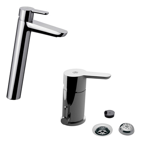 Combo Griferías Fv Puelo Lavatorio Alto Bidet Monocomando