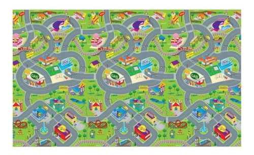 Tapete De Atividades Infantil Emborrachado Pista 120x200cm Cor Cidadezinha