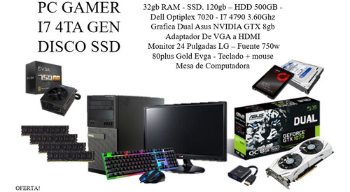 I7 Pc Gamer 32gb Ram Tarjeta Gráfica 8gb Disco Ssd