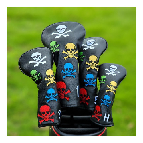 De 4pcs Skull Golf Club Head Cover Reemplazo Driver