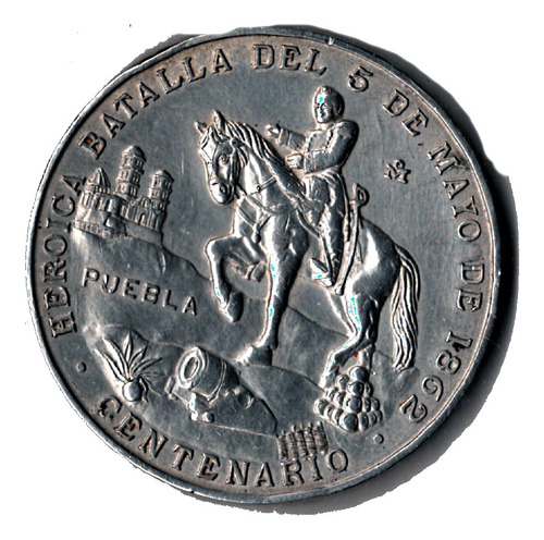 Medalla Centenario De La Batalla De Puebla 1962 Plata 0.925