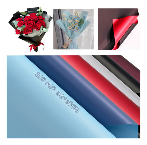 100 Hojas Papel Coreano Para Ramos Bouquet Floral Bicolor