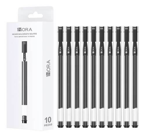 10 Piezas Bolígrafos De Tinta Negra Pluma Punta De 0.5mm