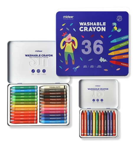 36 Lápices De Cera Premium - Lavables - Crayon