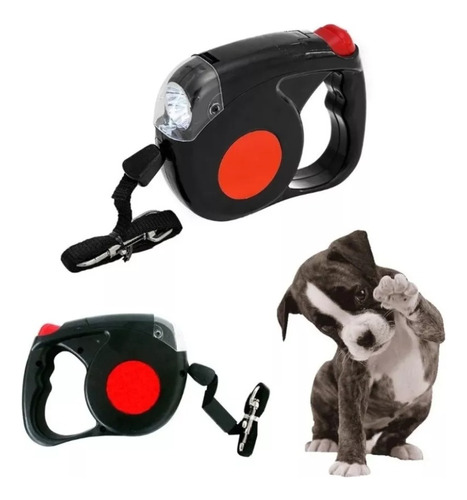 Correa Retractil Perro 4.5 Metros Linterna Led  Resistente