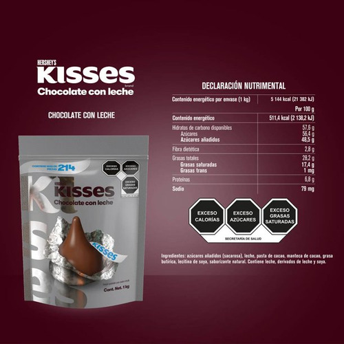 Chocolate Kisses Hershey S Con Leche Mas De 214 Pz 1 Kg