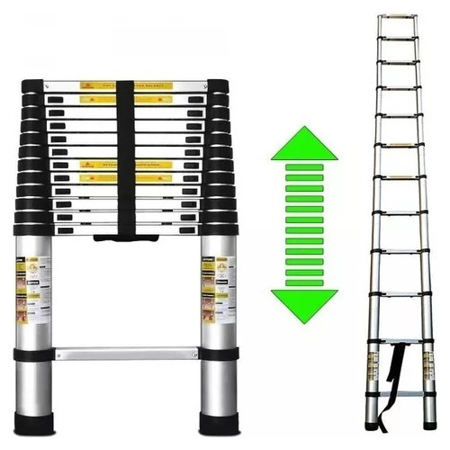 Escalera Telescopica Aluminio Retráctil 3.8 M Soporta 150kg