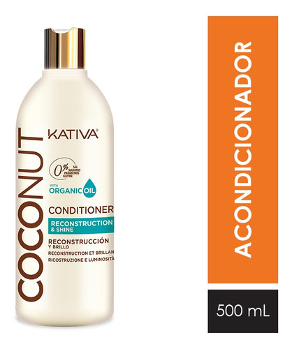 Imagen 1 de 2 de Acondicionador Kativa Coconut - Frasco 500ml