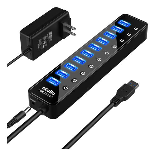 Hub Usb 3.0 Alimentado, Atolla 10 Puertos Usb Data Hub Split