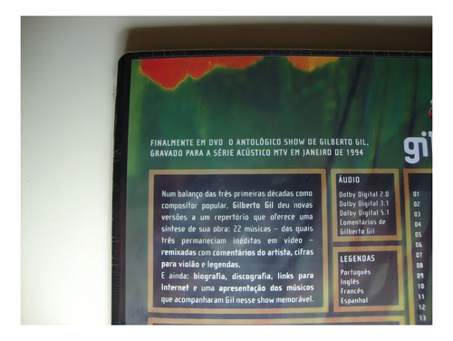 Dvd - Gilberto Gil - Acústico Mtv - Lacrado, Original