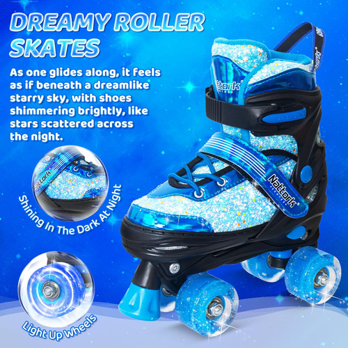 Patines Nattork Para Niños Ajuste Tamaño Ruedas Iluminadas Talle De Los Patines 0 Mm Azul Starsky