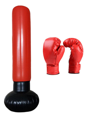 Bolsa De Boxeo Inflable Con Guantes De Boxeo Rojo