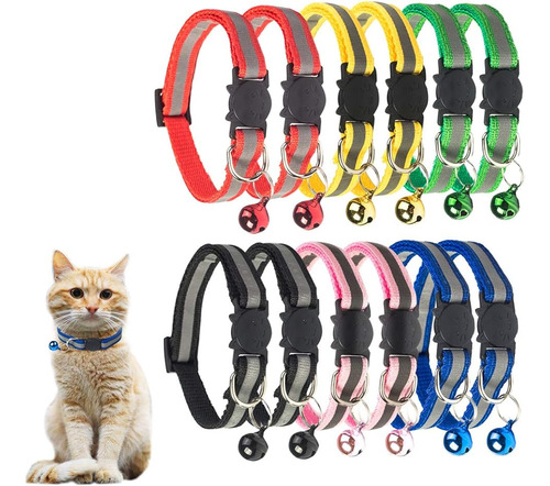 Tcboying Collar Para Gato Con Campana  Varios Colores Reflec