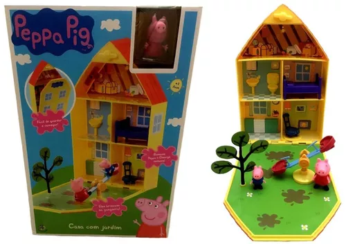 Casinha Da Peppa Pig Com Jardim Brinquedo Com Bonecos - Dtc