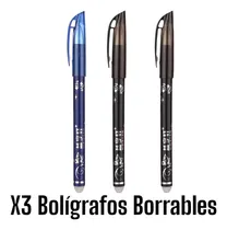 Comprar Bolígrafos Tinta Gel Borrable Color Negro Y Azul 3 Piezas