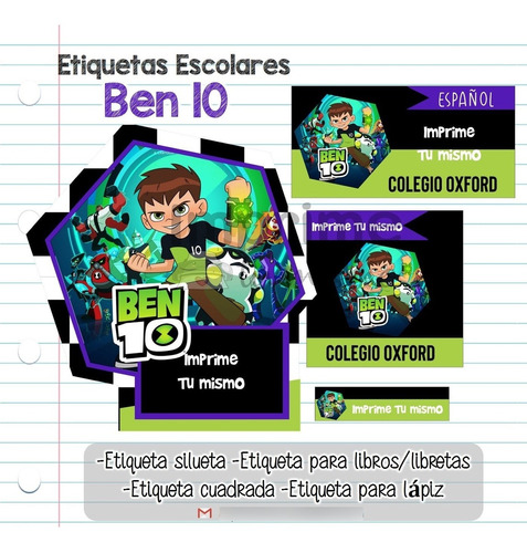 Kit Imprimible Etiquetas Escolares Ben 10 Nb20